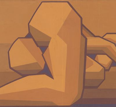 Liegende Frau, 1974, Kaseinfarbe/Leinwand, 90x160 cm