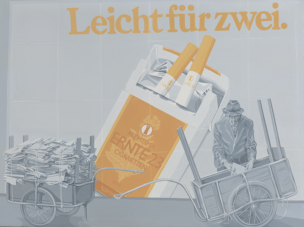 Der Altpapiersammler, 1977, Kaseinfarbe/Leinwand, 120x90 cm, FAP Acryl/Leinwand 120x90 cm
